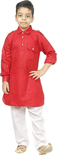 Image of HRR Boys Pathani Suit in 100% Cotton (Kurta + Pyjamas)