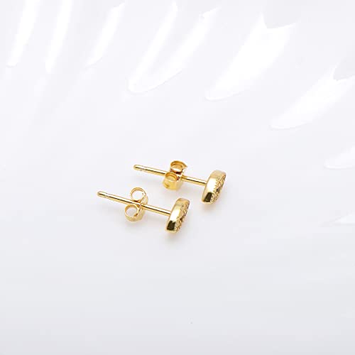 925 Sterling Silver Evil Eye Studs Tiny Cubic Zirconia Earrings For Women, Yellow Gold Plated #TOP3