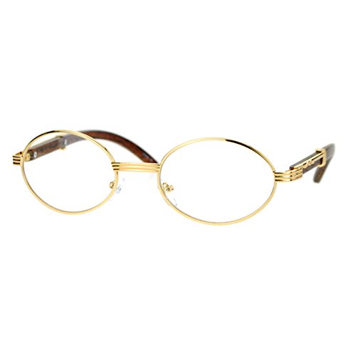 Sa106 J2207CL-YWGD Art Nouveau Vintage Style Oval Metal Frame Eye Glasses Yellow Gold thumb #1