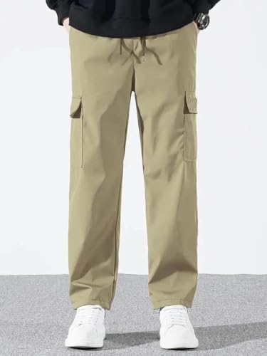 Image of Cargo Pants for Men | Cotton Cargo Trousers|Cargo for Men |Cotton Cargo Pant |Drawstring Waist Pant Multi Pocket Utility Wear
