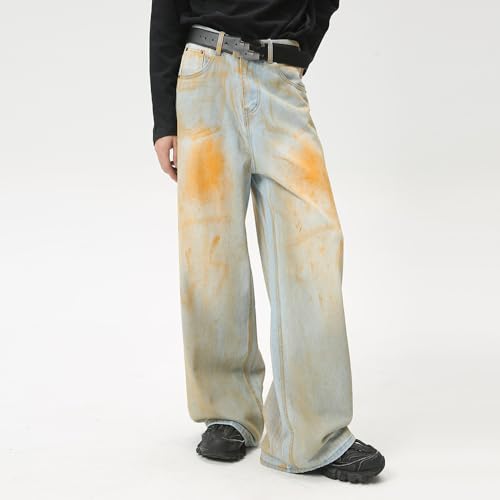 Men's Jeans Autunm American High-Street Retro Wide-Leg Casual Commute Home Weekend Long Pants4