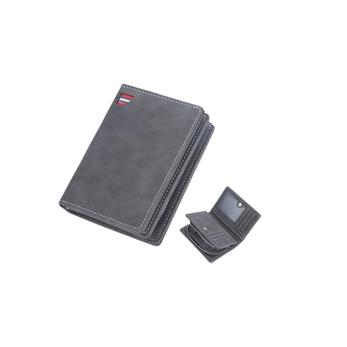 Premium Bifold Wallet for Men with Buckle, Multi Card Holder, Zipper Coin Compartment, Large Capacity (Black)