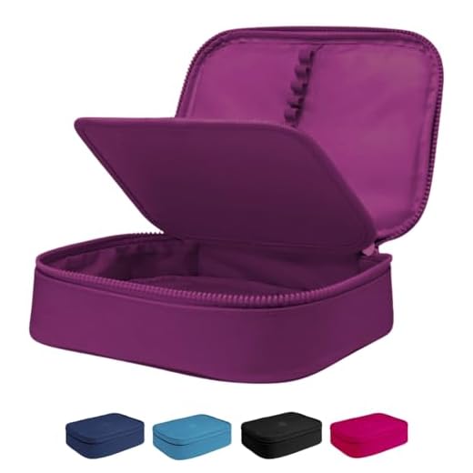 Estojo Escolar Box Grande Infantil Organizador Para Lapis Feminino Masculino Nylon Com Divisoria Necessarie Ziper Resistente Marca Calmfy (Violeta)