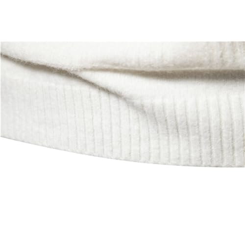 Mens Crewneck Pullover Sweater Long Sleeve Outdoor Knitted Wool Sweater Tops Mens Crewneck Pullover Sweater (White, L)4