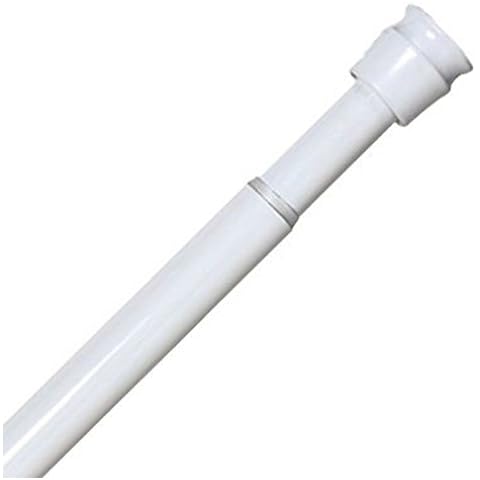 Telescopic Spring Loaded Extendable Tension Shower Curtain Pole Rod Rail 140-260 White Cover