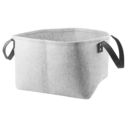 1 panier de rangement pliable en feutre gris rectangulaire avec deux poignées souples, pour ranger vêtements, accessoires, serviettes et jouets pour enfants,...