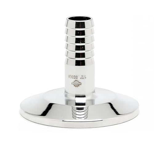 QiiMii SS304 1.5" Tri Clamp to 1/2" Hose Barbed Adapter Sanitary Hose Pipe Fitting (1/2 Inch Barb Hose)