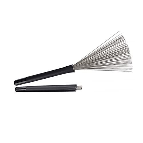 Totority Drum Brush 2 Pack Wire Brush for Drum Stick Percussion Brush Jazz Drum Special Brush Long Rubber Handle Comfortable Grip for Drum Practice