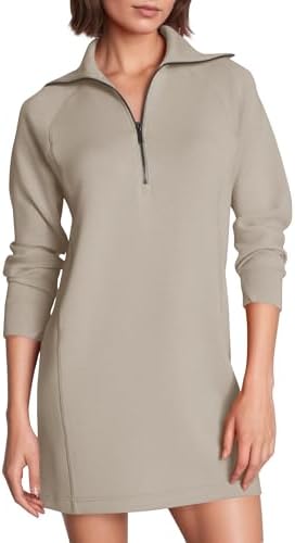 Womens Long Sleeve Sweatshirt Dress Crewneck Quarter Zip Mini Dresses with Pocket 2025 Fall Winter Fashion Clothes