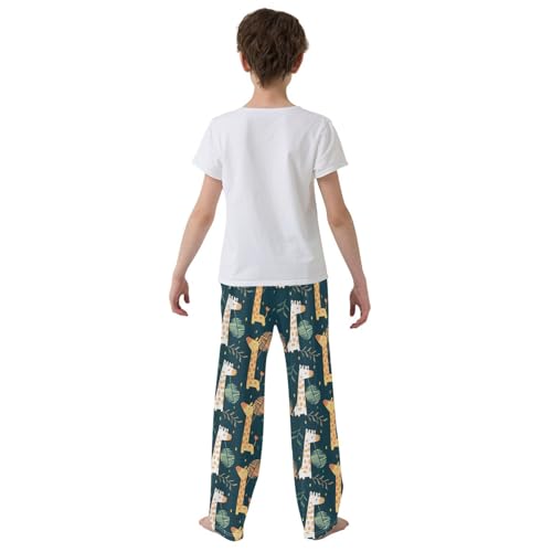 Giraffe Leaf Boys Long Pants Soft Trousers Elastic Waist Kids Lounge Bottoms with Pockets S-XL3