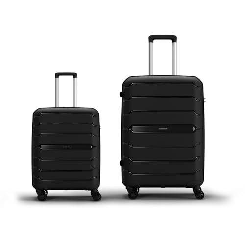 Image of Aristocrat Liberty Set of 2 (Cabin+Medium) Trolley Bags, Jet Black