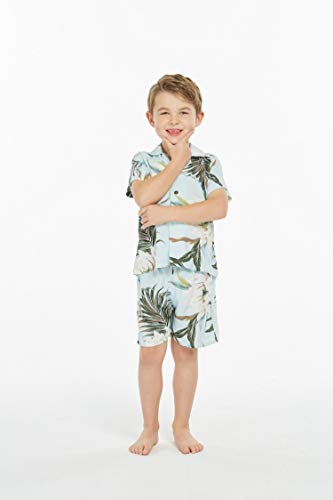 Image of Wispy Cereus Light Blue Family Matching Hawaiian Clothes | Family Matching Outfits • Soft Rayon Fabric • Tropical Floral Print • Vacation Ready • Luau Party Wear