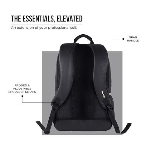 Image of Gear Classic 19 inch /23L Medium Faux Leather (without Anti theft) Water Resistant Laptop Backpack /Casual Backpack /Daypack /Travel Backpack /College Bag For Men /Women (Black-Black)