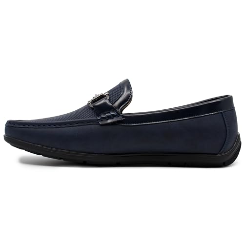 AKADEMIKS Men's Textured Slip On Driving Loafers Memory Foam Casual Dress Shoes3