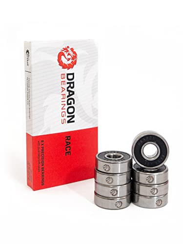 Fireball Dragon Skateboard Bearings 8 Pack - Fast 608 Longboard Bearings Set Fits Skateboards Inline & Roller Skates - Precision Made & Guaranteed For Life (Race) #TOP7