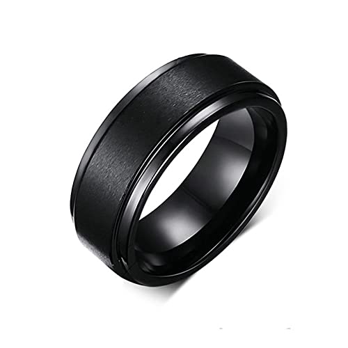 Bague acier tungstène mate 8mm style punk pour homme