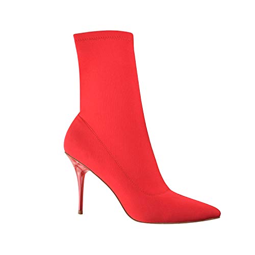 Vivianly Stretch Pointed Toe Sock Booties Mid-Calf Ankle Boot Stiletto Heel Boots For Women Size 9 B(M) Us thumb #4