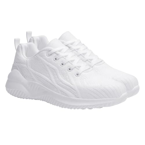 Chaussures de running blanche légères en maille tissée souple