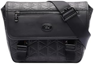 Lacoste Nomogramme Bolsa mensageiro pequena com aba fechada, Preto