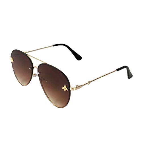 Blue Island Fashion Culture Women's Buzzed Bee Charm 60mm Aviator Sunglasses (Brown Ombre)2