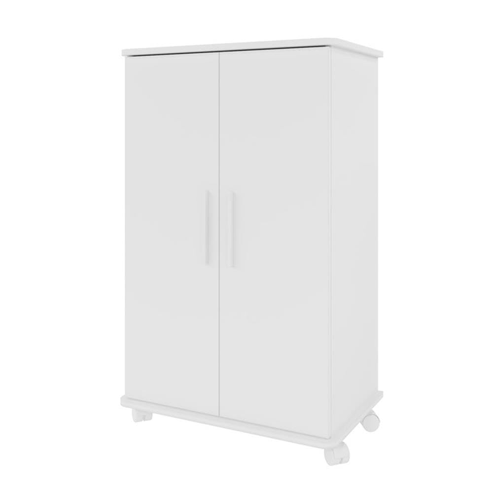 Manhattan Comfort Mendocino 1.0 Collection Modern High Capacity Free Standing Mobile Shoe Storage Closet, 6-Shelf, White