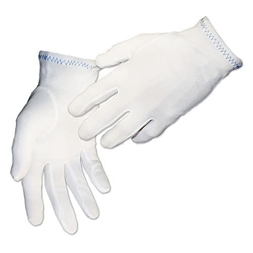 6 Pairs (12 Gloves) Gloves Legend White Inspection Gloves Nylon White Coin Jewelry Antiques Safety Working Gloves For Men - Size Large #TOP10