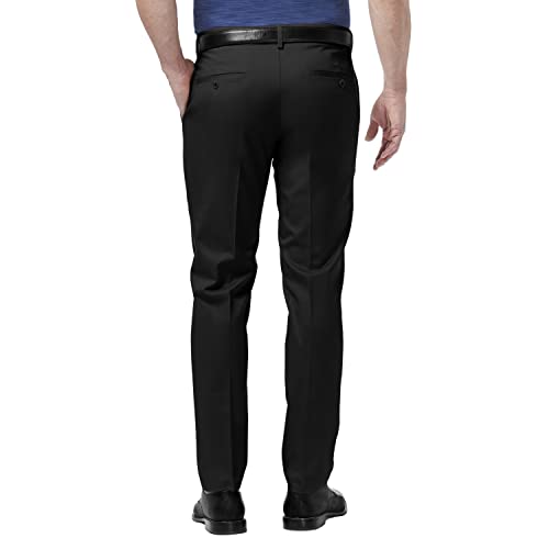 Haggar Men's Premium No Iron Khaki Straight Fit & Slim Fit Flat Front Casual Pant, Solid Black, 34W X 36L #TOP1