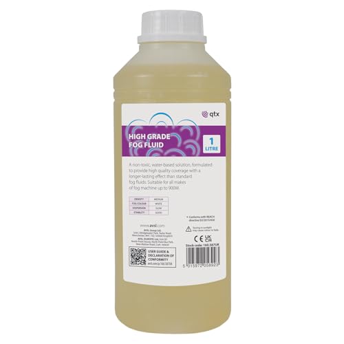 QTX High Grade Fog Fluid Orange 1L Liquid Smoke for Fog Machine Long-Lasting Smoke Machine Fluid Water-Based Fog Machine Liquid for Machines Up to 900W 1 Litre Orange