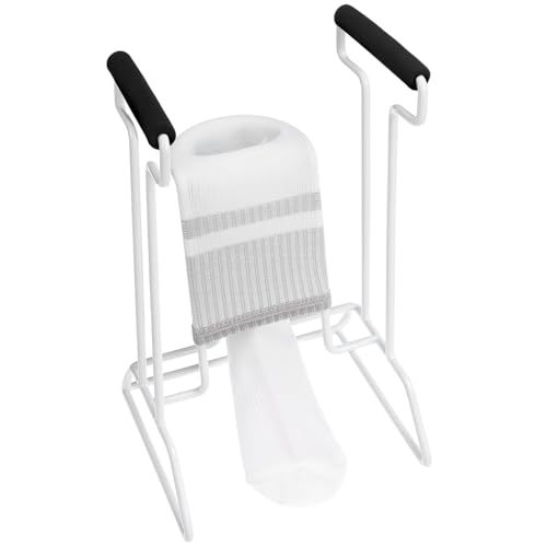 QWORK® Calzador de calcetines, calzador de medias de compresión metálica, para medias de compresión y pantys