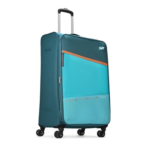 Image of Skybags Genesis Set of 3 Soft Luggage (55 Cm + 69 Cm + 79 Cm) | Soft Luggage Trolley with 8 Wheels and 3 Digit Combination Lock | Teal | Unisex
