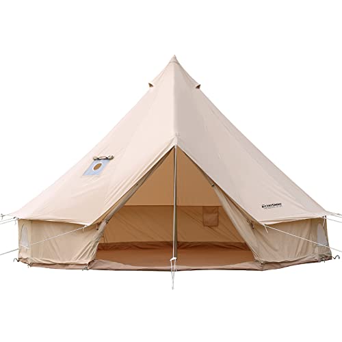Echosmile Cotton Canvas Bell Tent, 6 Person Luxury Outdoor Camping Tent, Glamping Yurt Tent With Stove Jack Opening, Portable Waterproof & Windproof Tent, Easy Setup Family Tent For 4 Season #TOP13