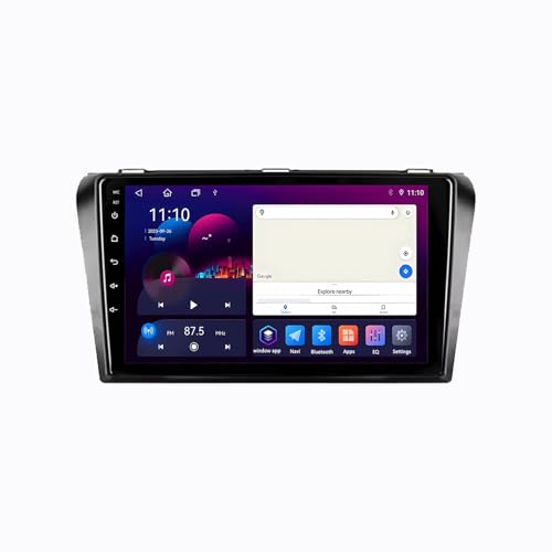 9' 2 DIN Coche Pantalla Táctil Android 13 Estéreo para automóvi con Navegación GPS WiFi Mandos Volante Cámara Trasera para Mazda3 BK 2003-2009 Coche Bluetooth Pantalla(W40 4+64G)