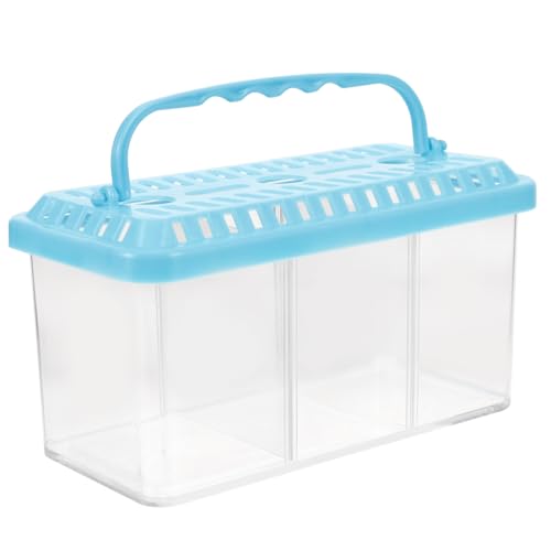 ABOOFAN 三格斗?盒 多機能透明小型水槽用隔離ボックス 脱着可能仕切り付き 稚魚保護とエビ繁殖対応 コンパクト収納 持ち運び簡単