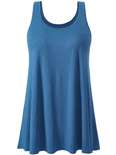 AMVELOP Tank Top for Women Built in Bra Casual Flowy Tank Pleated Sleeveless Top Loose Fit S-XXXXL