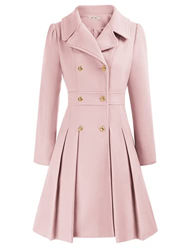 GRACE KARIN 2024 Women's Fashion Trench Coat Notch Lapel Double Breasted Thick A Line Pea Coats Jacket with Pockets(S-2XL)