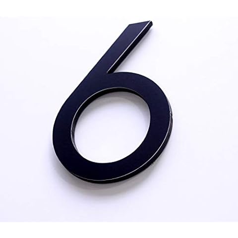 Self Adhesive 6 Inch House Numbers Matte Black (Number 6) - modern brushed aluminium - Numeros Residenciales® Cover