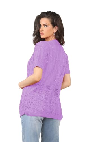 Image of Loxdonz Women's Short Sleeve Cropped Cardigan Sweaters Open Front Bolero Short Shrugs for Women