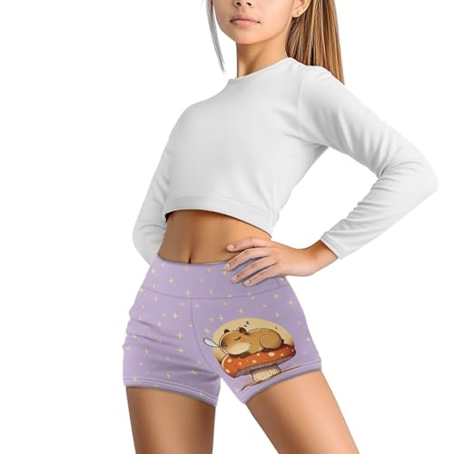 Girls Athletic Shorts Size 5-14 Stretchy High Waist Shorts for Kids Biker