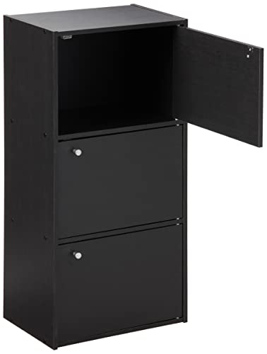 Iris Usa, Inc. Usa 3 Tier Wood Storage Shelf, Bookcase, Bookshelf For Small Spaces, 3 Door, Black,596490 #TOP4