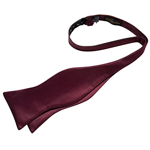 Image of DiBanGu Solid Color Bow Ties for Men Formal Satin Self Tied Bowtie with Lapel Pin Pocket Square Cufflinks for Wedding Party