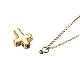 CunYu Stainless steel cross can open bone cremation urn pendant necklace commemorative souvenir jewelry, Stainless Steel, No Gemstone