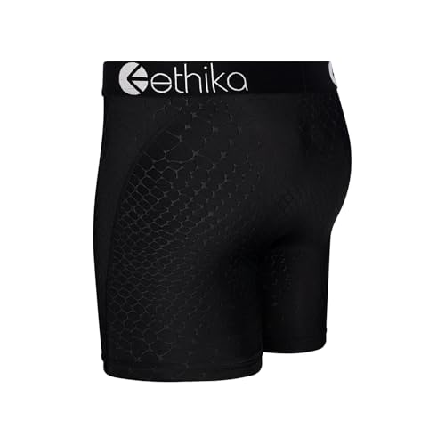 Ethika Mens MID Boxer Brief | Embossed Python -Black-2