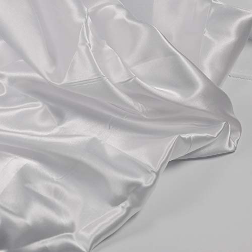 Image of Charmeuse Satin White Fabric, 60 inch Wide, Silky, for Wedding,Bridal,Decoration, Fashion,Apparel Crafts by 3 Yards