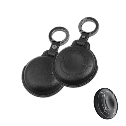 Image of Keyzone Vintage Leather Key Cover for Tata Harrier EV Smart Key. (Black)