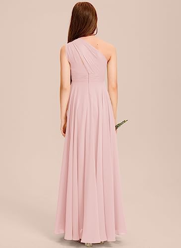 Junior Bridesmaid Dress, Girls' Special Occasion Dresses, Wedding Party Dresses One Shoulder Floor-Length Chiffon2