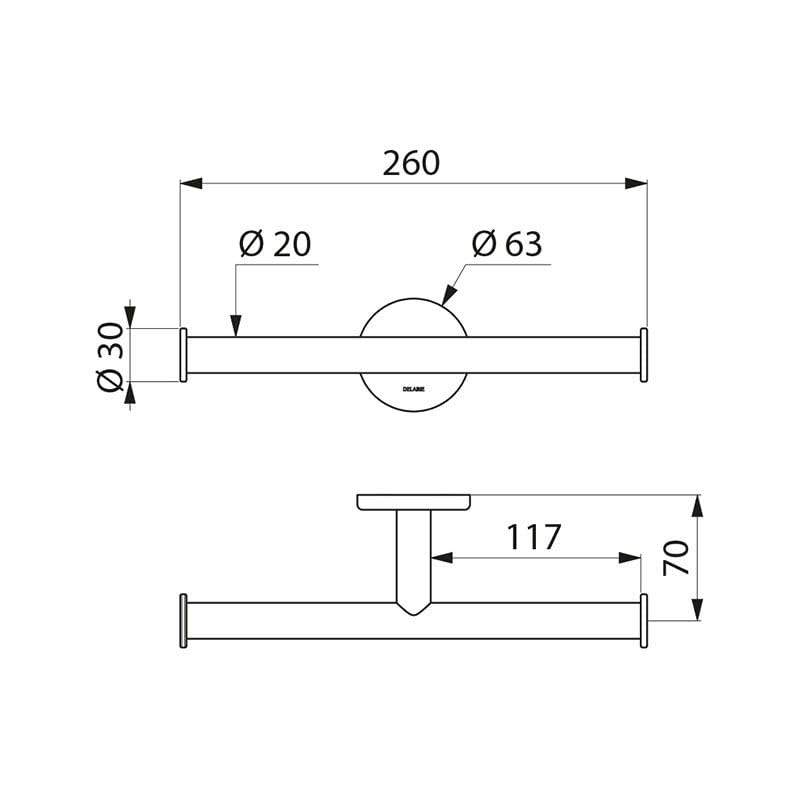 Delabie Dérouleur de papier toilette pour 2 rouleaux de papier toilette, aspect satiné