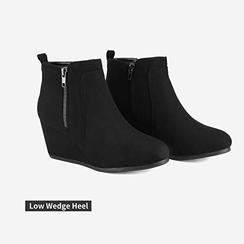 DREAM PAIRS Women's Suede Low Wedges Ankle Boots2