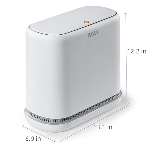 funest Bathroom Trash Can, 3.3 Gallon Slim Trash Can with Lid, Adsorption Garbage Can with Press-Top Lid, Small White Narrow Plastic Trash Bin for Bathroom, Office, Bedroom, Living Room by funest - Image 7