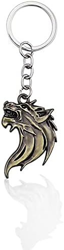 UpAuto Cool Wolf Head Car Decorations Badge Emblem Key chian 3D Nameplate Key Ring for Car Gift (Bronze Keychain)