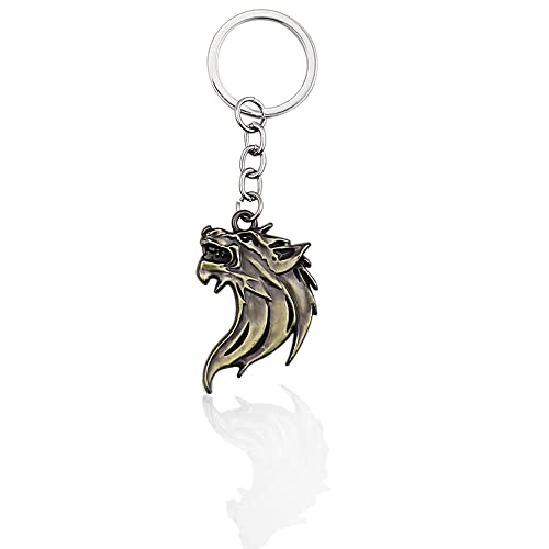 Upauto Cool Wolf Head Car Decorations Badge Emblem Key Chian 3D Nameplate Key Ring For Car Gift (Bronze Keychain) #TOP2